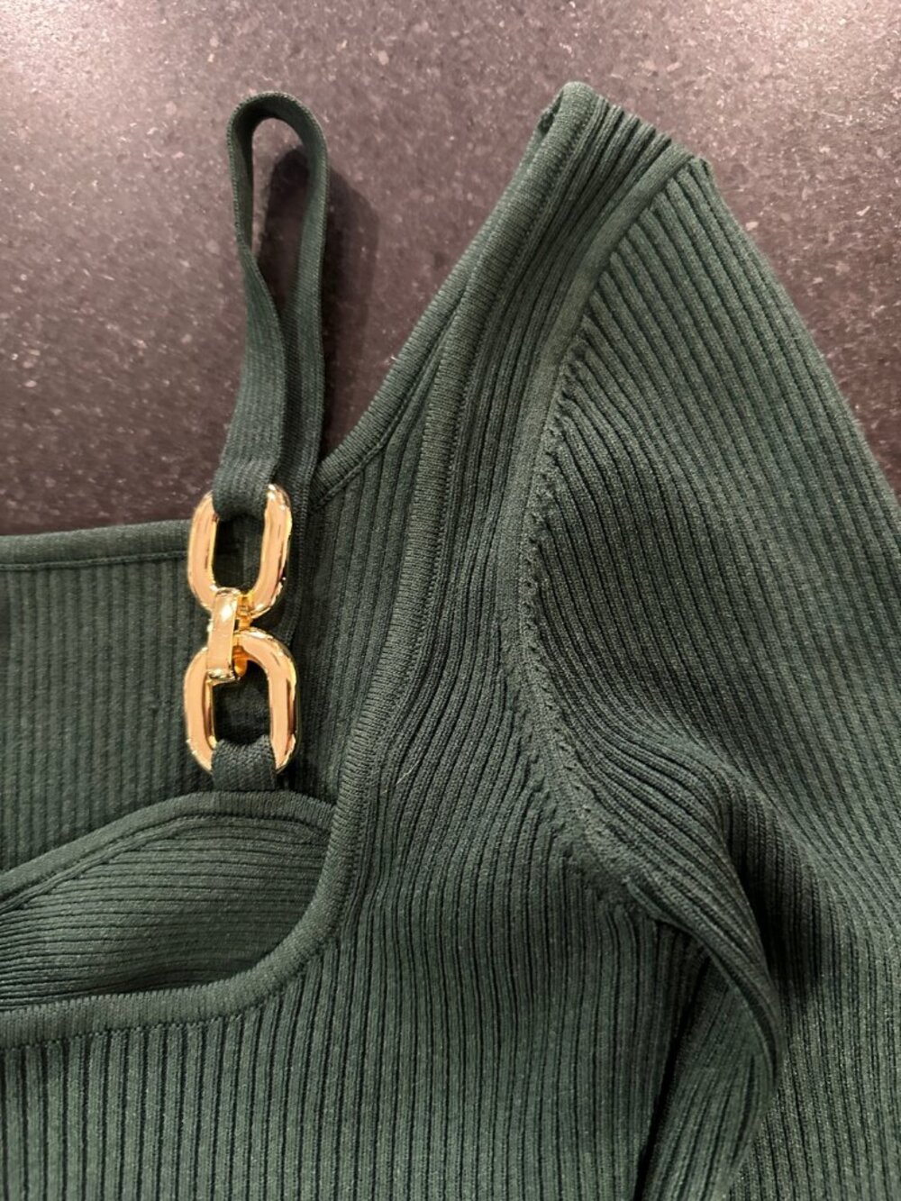 Nicholas | Elisabet Double Rings Rib Knit Top | Forest Green | Small - Picture 6 of 13